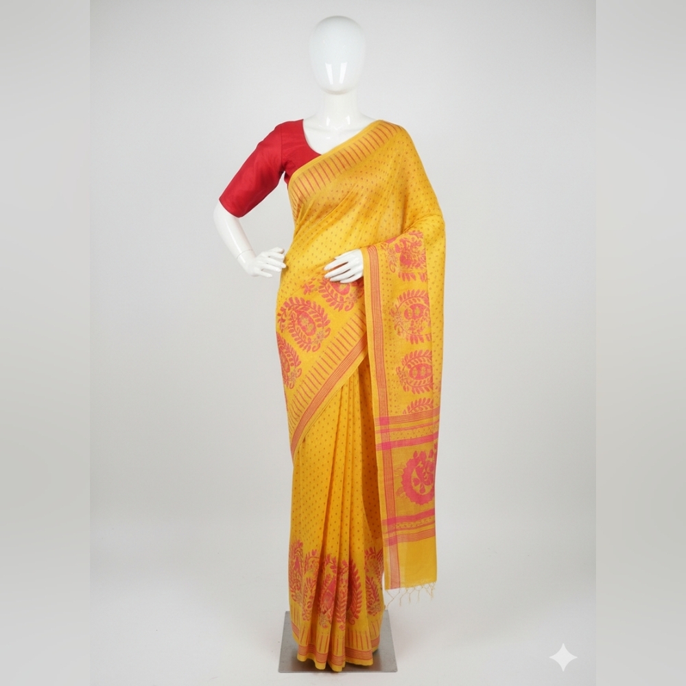 Elegant Yellow and Red Saree